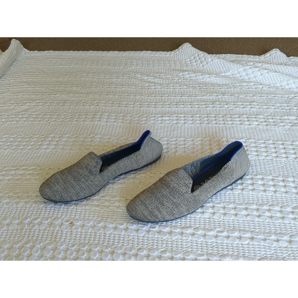 Rothy's The Loafer Gray Stripe Taupe Heather‎ Gray Sz 9.5